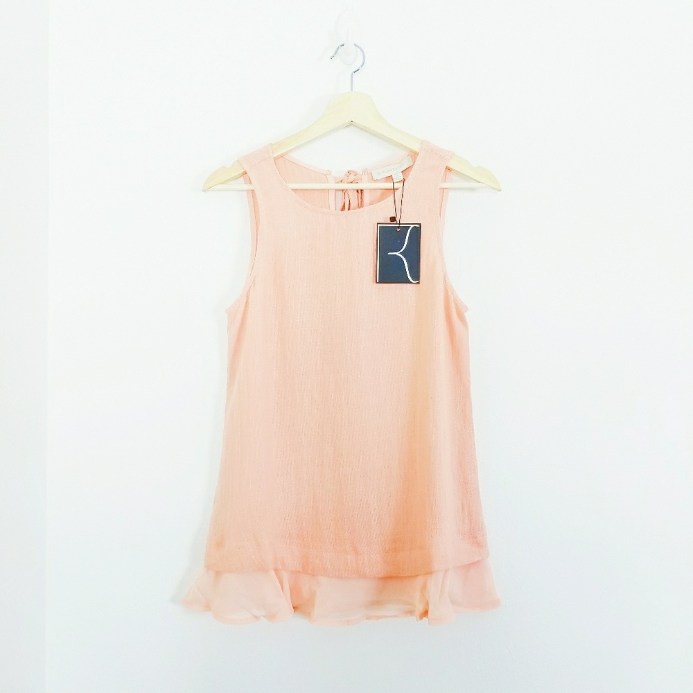 Sleeveless Woven Top with Ruffle Hem